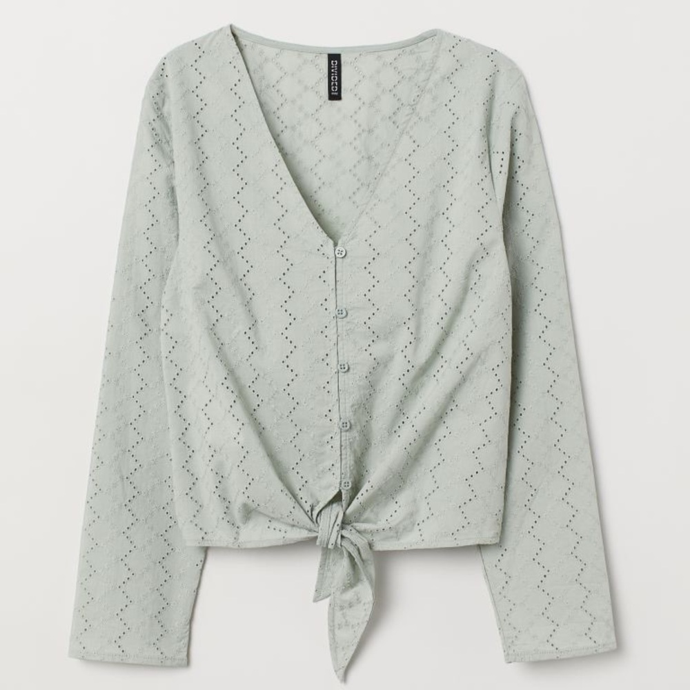 H&M Divided Sage Eyelet Top